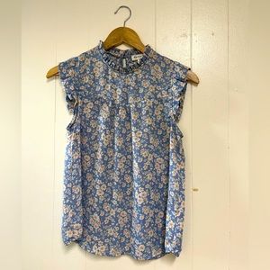 Monteau light blue flowered blouse. Size S